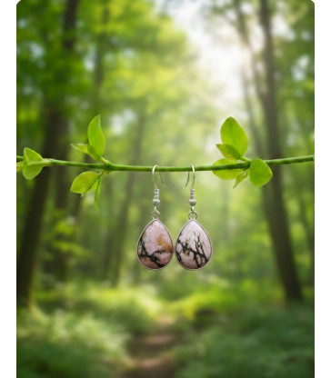 Boucles d'oreilles en Rhodonite