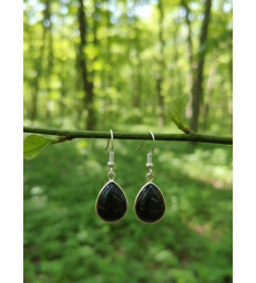 Boucles d'oreilles gouttes d'eau en obsidienne noire