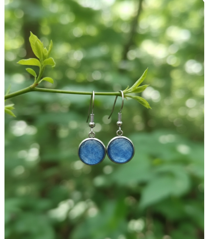 Boucle d'oreille rondes en Cyanite 