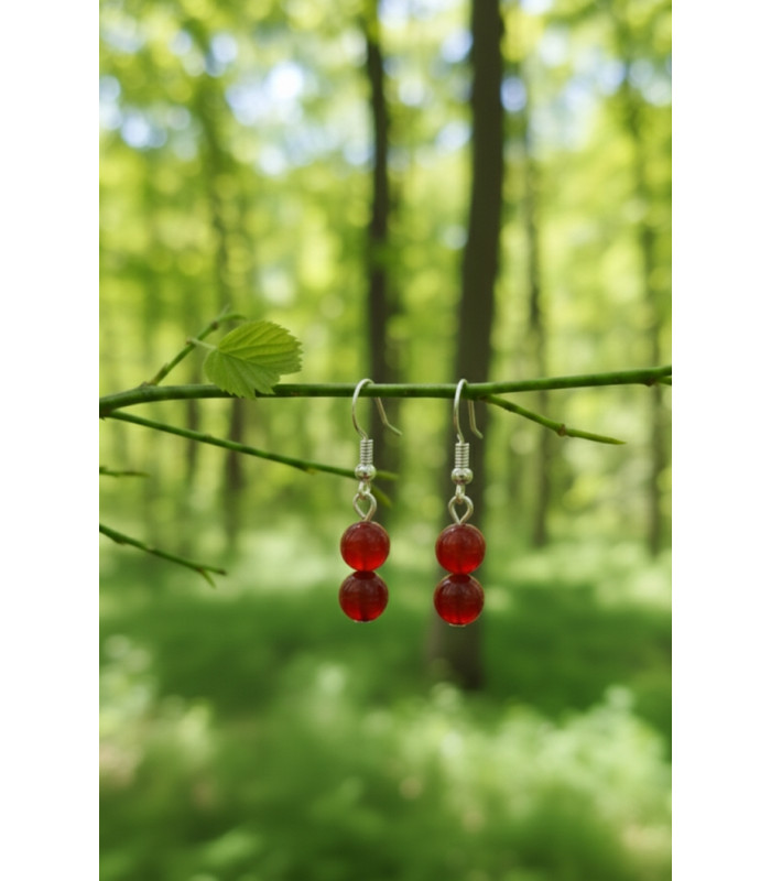 Boucles d'oreilles en Cornaline Argent sterling 925