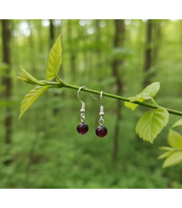 Boucles d'oreilles en Grenat Argent sterling 925