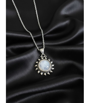 Pendentif soleil en pierre de lune argent 925