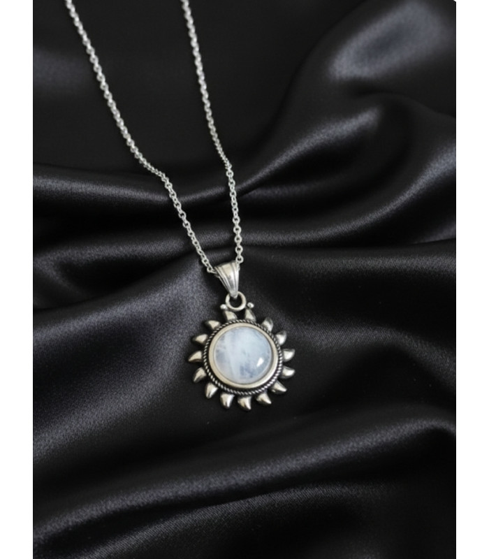 Pendentif soleil en pierre de lune argent 925