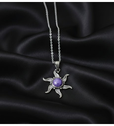 Pendentif Soleil en Charoite argent 925