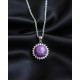 Pendentif en Pierre Charoite & Zirconium - Argent 925 sterling