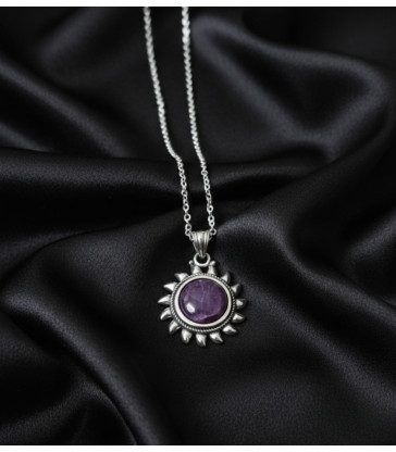 Pendentif Soleil en Améthyste Argent 925