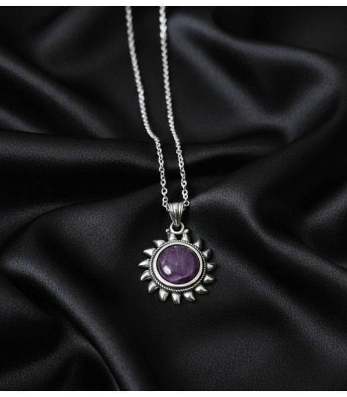 Pendentif Soleil en Améthyste Argent 925
