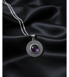 Pendentif Rond en Améthyste Argent 925