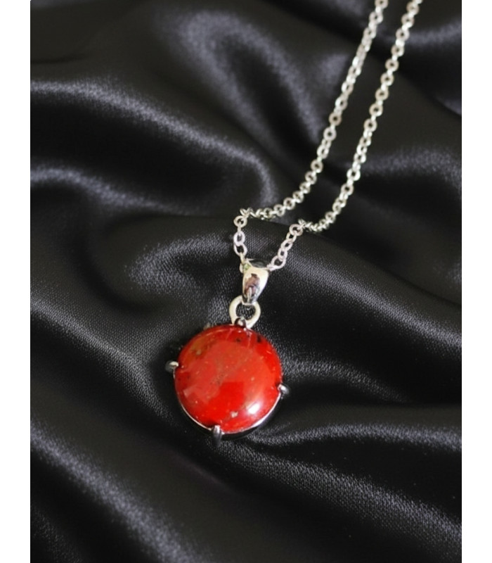 Pendentif en Jaspe Rouge Argent 925 