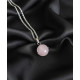 Pendentif Rond en Quartz Rose Argent 925 Sterling