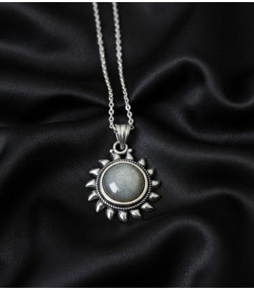 Pendentif Soleil en Pierre Labradorite Argent 925