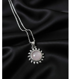 Pendentif "Soleil" en Quartz Rose Argent 925