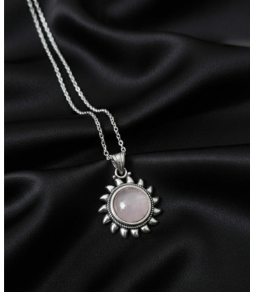 Pendentif "Soleil" en Quartz Rose Argent 925