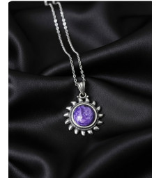 Pendentif Soleil en Pierre Charoite Argent 925
