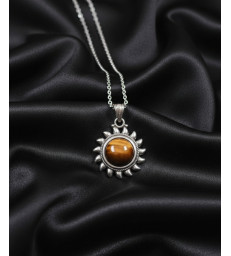 Pendentif " Soleil " en  Oeil de Tigre - Argent 925