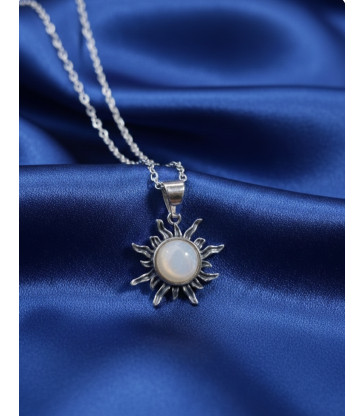 Pendentif soleil en pierre de lune - argent sterling 925