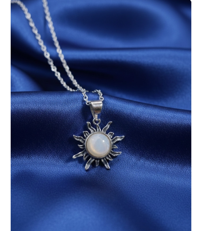 Pendentif soleil en pierre de lune - argent sterling 925