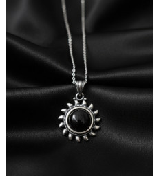 Pendentif  Soleil en Obsidienne en argent 925