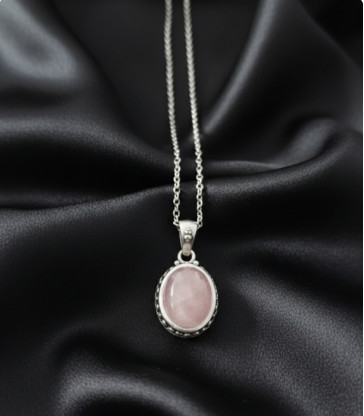 Pendentif Quartz Rose en Argent 925