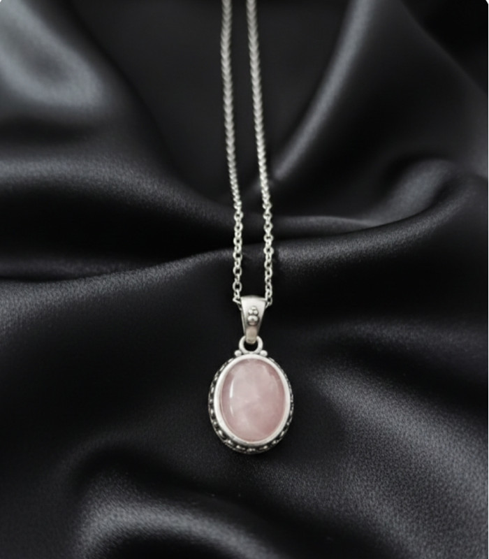 Pendentif Quartz Rose en Argent 925