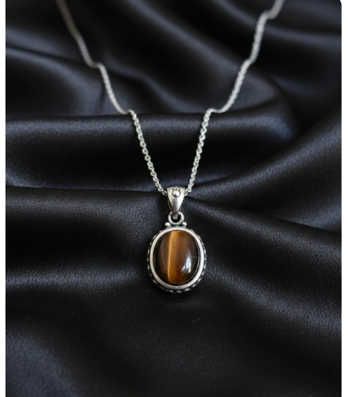 Pendentif Oeil de Tigre Argent sterling 925