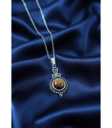 Pendentif Oeil de tigre en argent 925