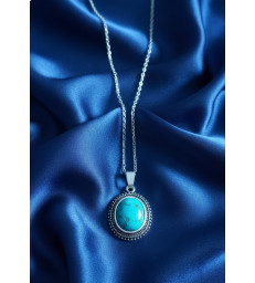 Pendentif en pierre turquoise en argent 925