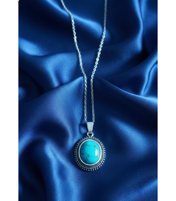 Pendentif en pierre turquoise en argent 925