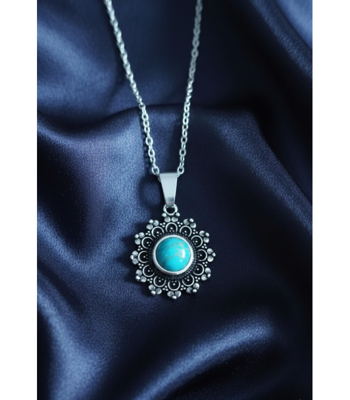 Pendentif en pierre turquoise en argent 925