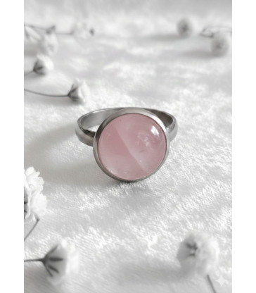 Bague en Quartz rose Ajustable