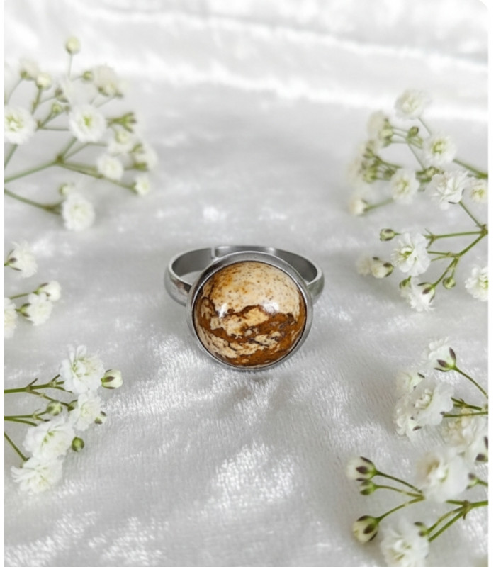Bague en Jaspe Paysage Ajustable