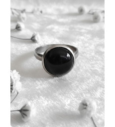 Bague en Obsidienne Noire Ajustable