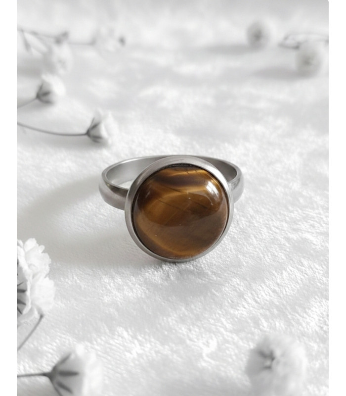 Bague en Oeil de Tigre Ajustable