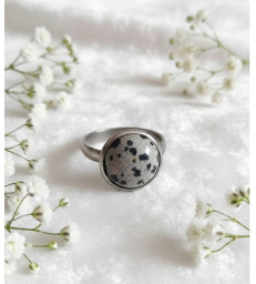 Bague en Jaspe Dalmatien Ajustable