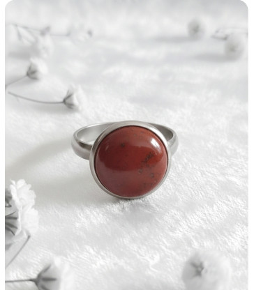 Bague Ronde en Jaspe Rouge ajustable