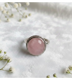 Bague Quartz Rose Ajustable Argent 925