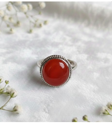 Bague en Cornaline Ajustable en Argent 925