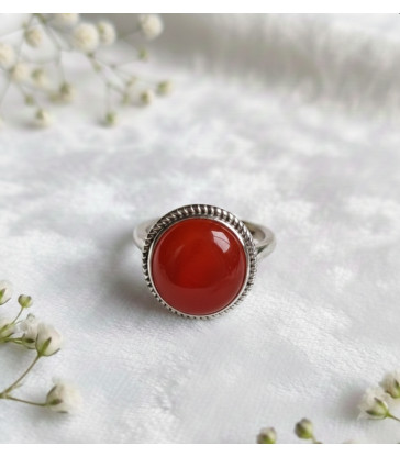 Bague en Cornaline Ajustable en Argent 925s