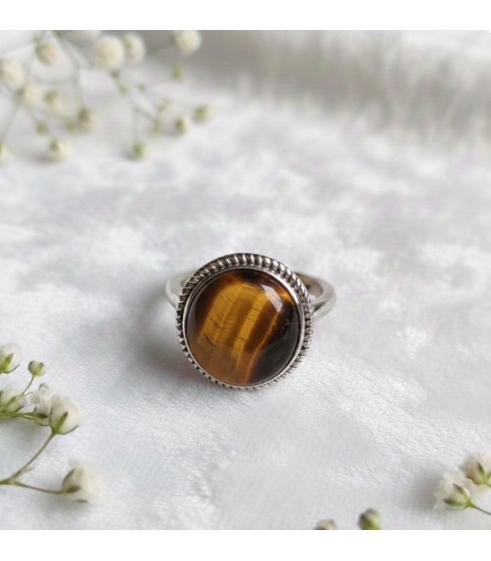 Bague Oeil de Tigre Ajustable Argent 925s