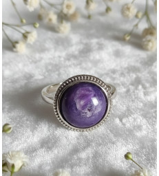 Bague en Charoite Ajustable en Argent 925