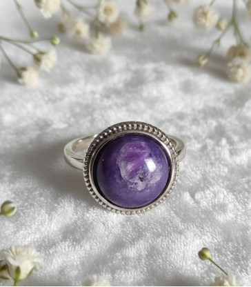 Bague en Charoite Ajustable en Argent sterling