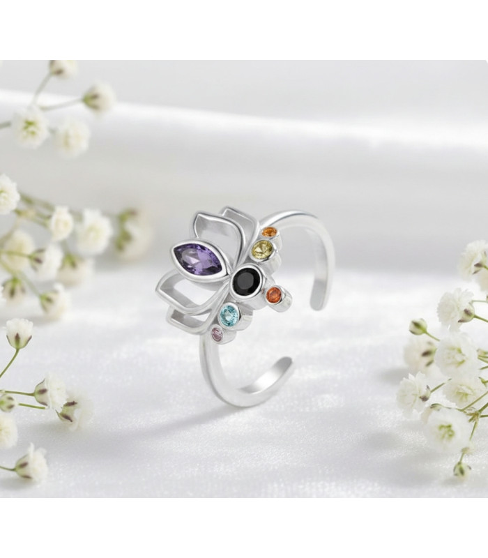 Bague Lotus 7 chakras Ajustable