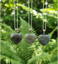 Collier & Pendentif Coeur en Labradorite