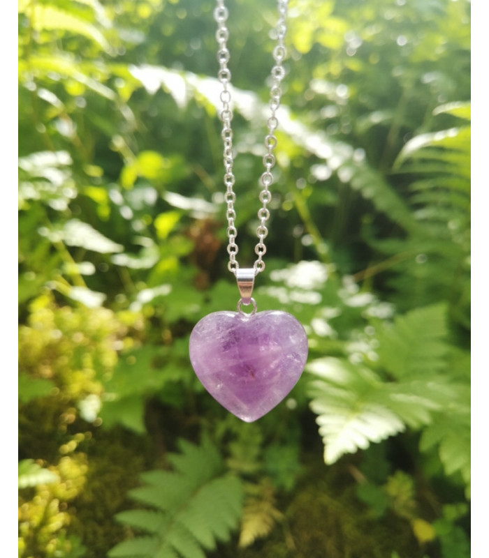 Collier & Pendentif Coeur Améthyste