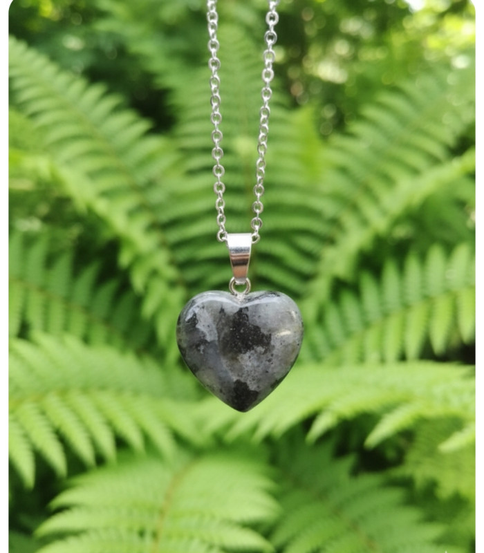 Pendentif coeur "Relaxation" en Larvikite 