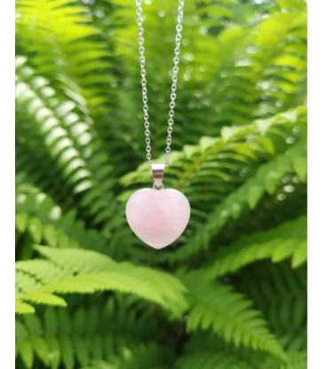 Pendentif coeur en Quartz Rose