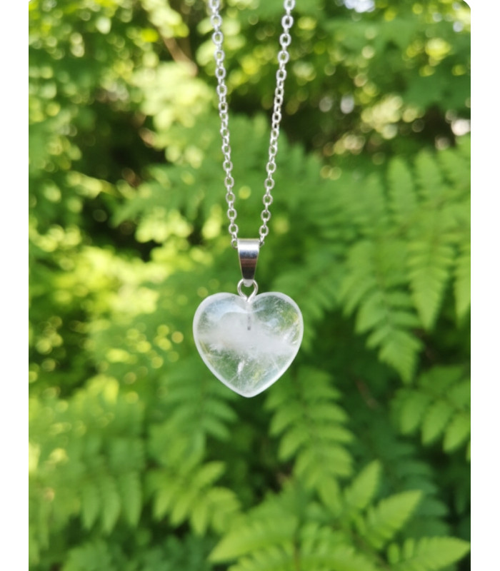 Pendentif coeur cristal de roche