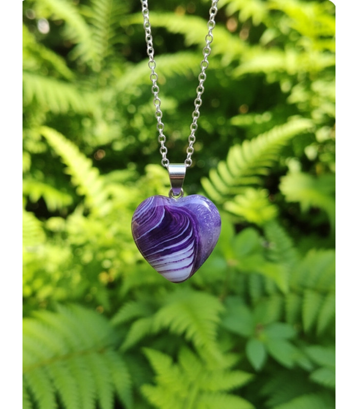 Pendentif coeur Agate Violette
