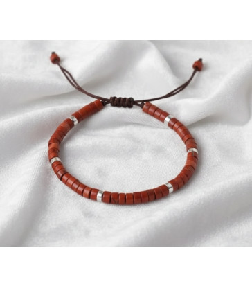 Bracelet en Jaspe Rouge réglable