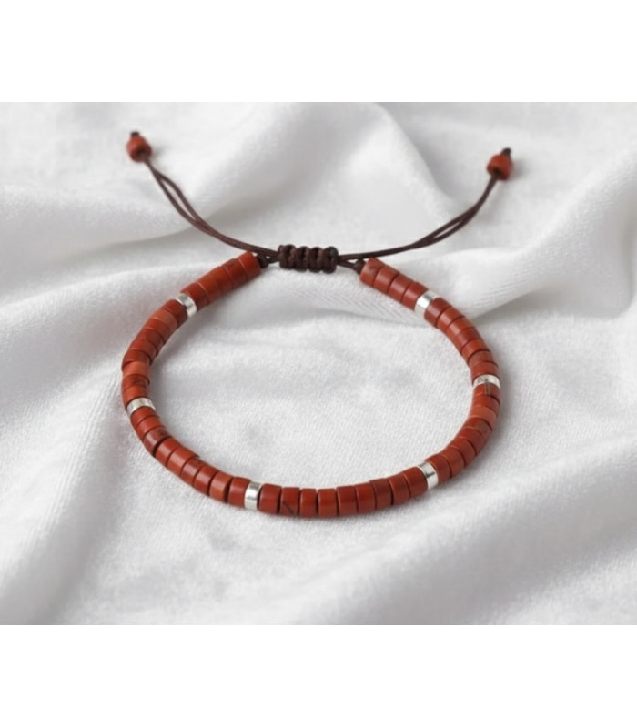 Bracelet en Jaspe Rouge réglable